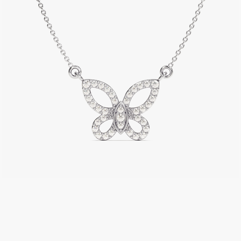 0.2 CTW Round Cut Butterfly Moissanite Pendant Necklace