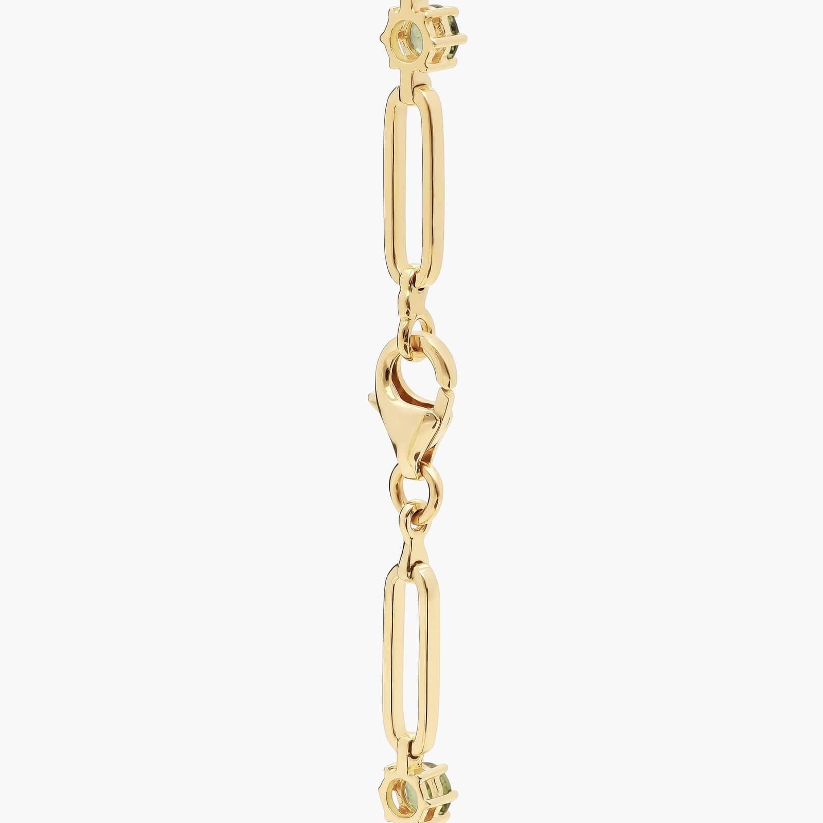 2.4 CT Round Green Accent Design Peridot Paperclip Bracelet