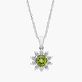Load image into Gallery viewer, Round Peridot with Moissanite Accents Halo Pendant Necklace
