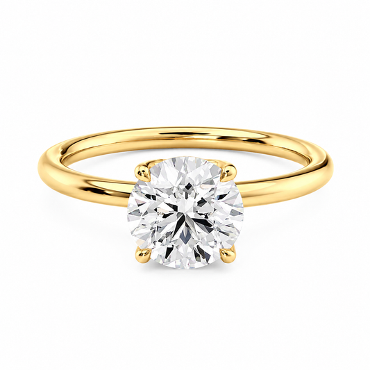 Round Lab-Grown Diamond Petal Prongs Solitaire Engagement Ring