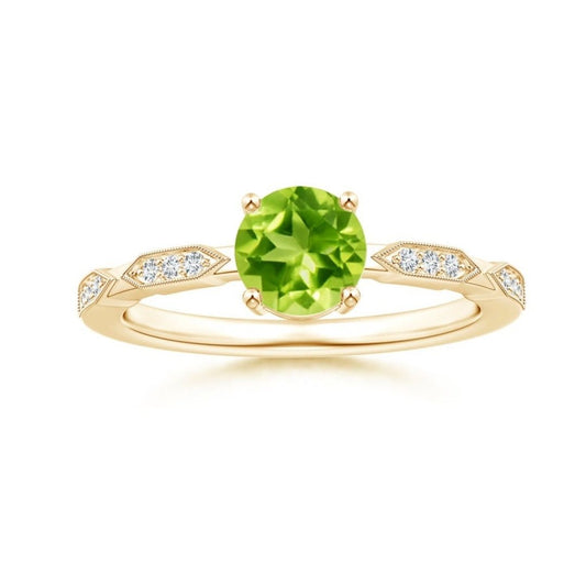 Solitaire Round Peridot with Moissanite Accents Promise Ring