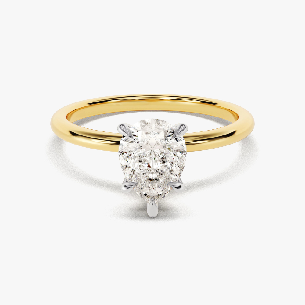 Custom Ring - 14K 2.5CT Pear Cut Solitaire Moissanite Engagement Ring