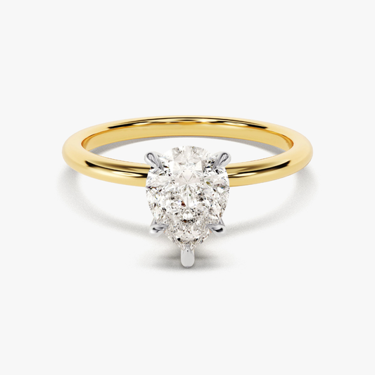 Custom Ring - 14K 2.5CT Pear Cut Solitaire Moissanite Engagement Ring